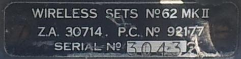 Serial number plate 30432